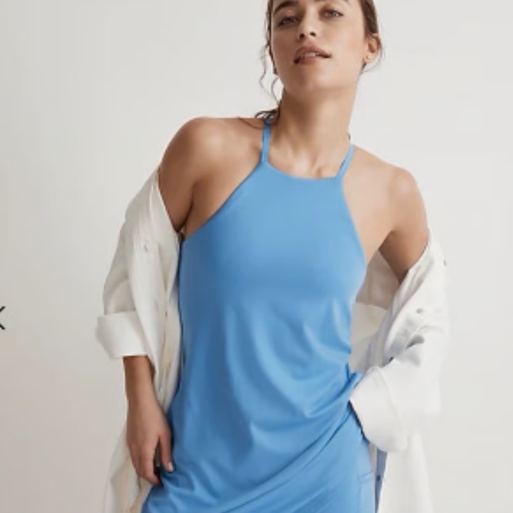 Madewell exercise dress blue with built in shorts. New with tags